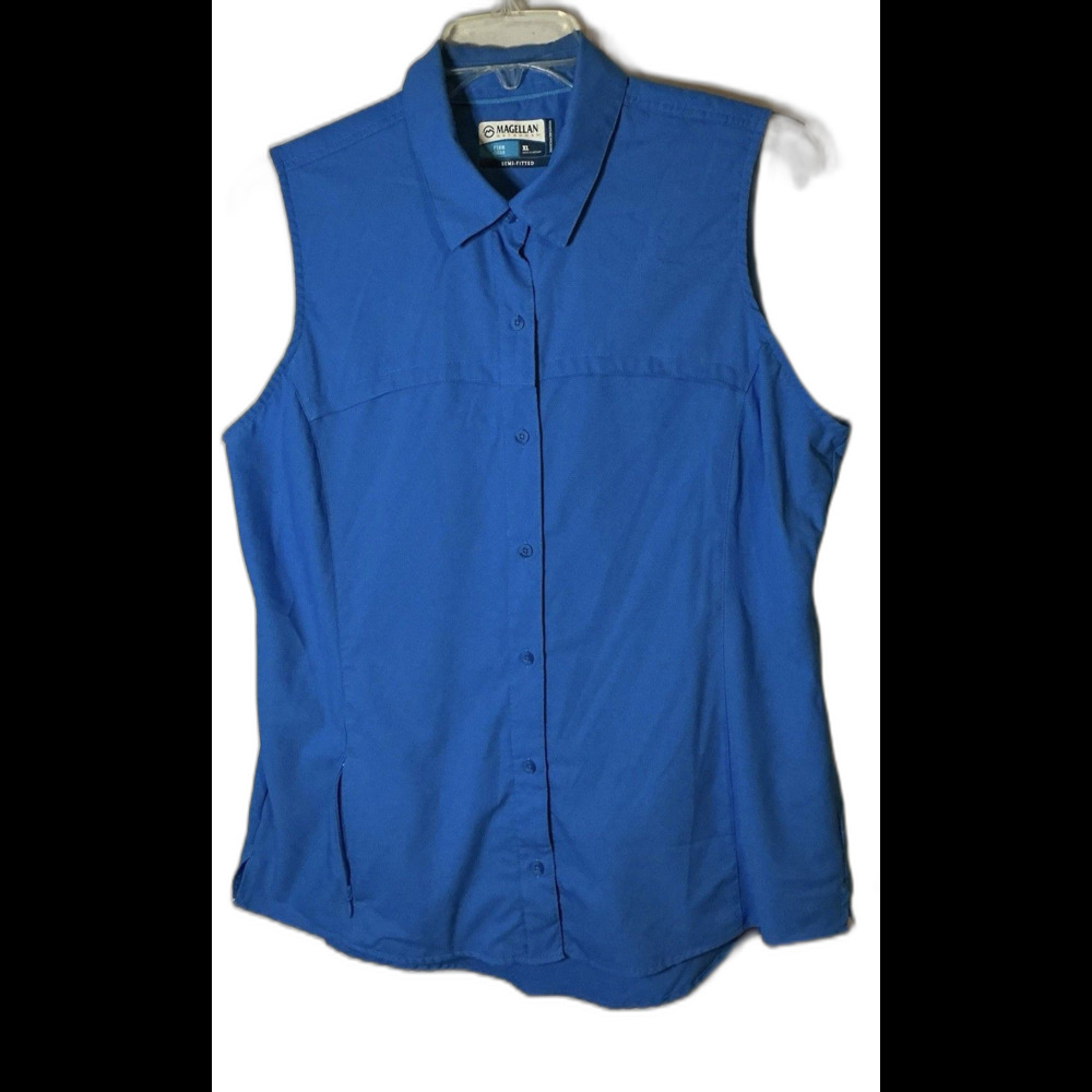 Magellan Outdoor Fish Gear Sleeveless Shirt Womens XL Semi Fitted Utility